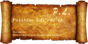 Politzer Lóránt névjegykártya